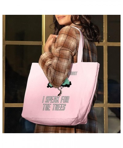 I Speak for the Trees Zippered Tote Bag - Cool Art Shopping Bag - Cute Design Cloth Bag Natural $19.99 Totes