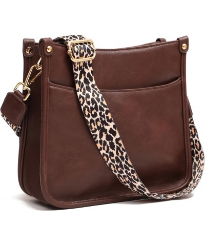 Women's Crossbody Shoulder Bag with Leopard Guitar Strap,Vegan Faux Leather Purse Handbag Bucket Tote Bag Coffee $22.61 Cross...