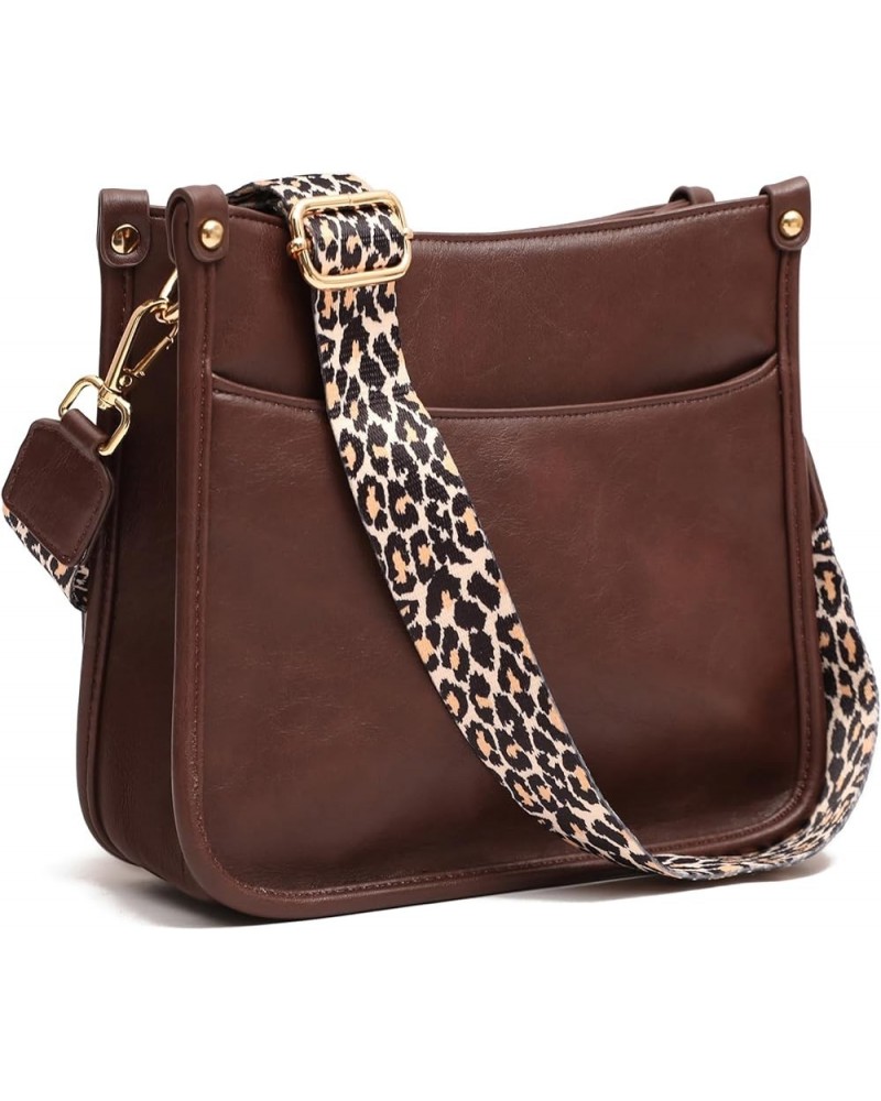 Women's Crossbody Shoulder Bag with Leopard Guitar Strap,Vegan Faux Leather Purse Handbag Bucket Tote Bag Coffee $22.61 Cross...