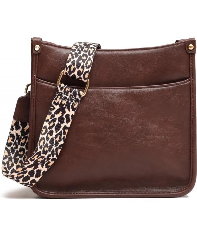 Women's Crossbody Shoulder Bag with Leopard Guitar Strap,Vegan Faux Leather Purse Handbag Bucket Tote Bag Coffee $22.61 Cross...