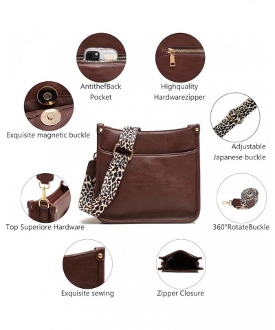 Women's Crossbody Shoulder Bag with Leopard Guitar Strap,Vegan Faux Leather Purse Handbag Bucket Tote Bag Coffee $22.61 Cross...