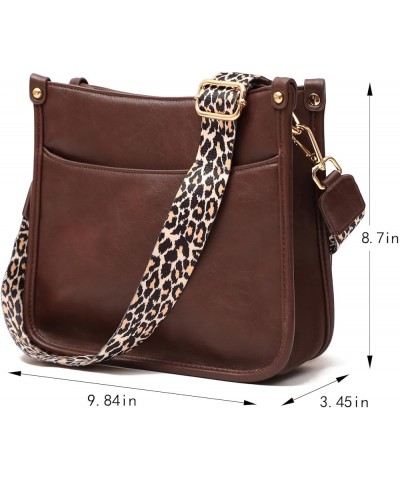 Women's Crossbody Shoulder Bag with Leopard Guitar Strap,Vegan Faux Leather Purse Handbag Bucket Tote Bag Coffee $22.61 Cross...