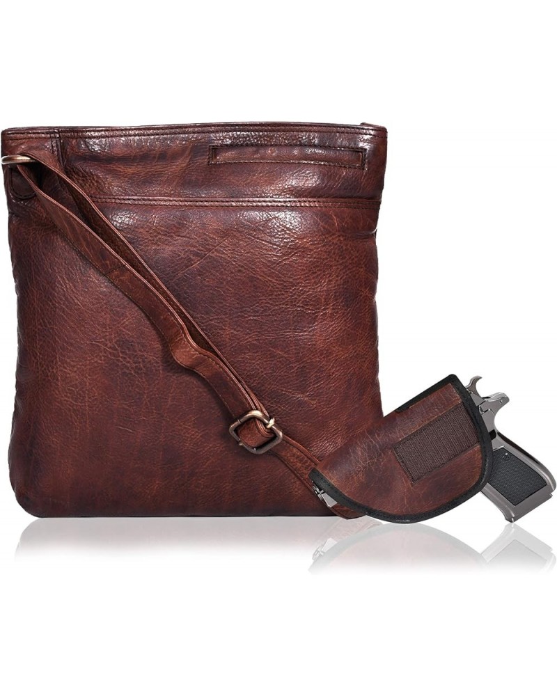 Multi Pockets Handmade Leather Crossbody Handbags & Sling Bag for Men & Women with Detachable Holster Brown Wash $29.69 Cross...