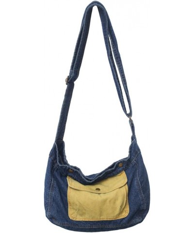 Denim Shoulder Bag for Women Men Fashion Crossbody Bag Large Tote Bag Hobo Messenger Bag Casual C-dark Blue $29.13 Totes