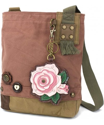 Patch Cross-Body Women Handbag, Canvas Messenger Bag - Mauve Pink Rose - Mauve $34.81 Crossbody Bags