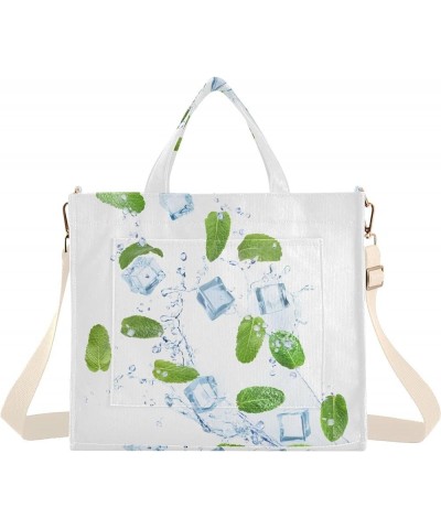 Mint Leaves and Crystal Ice Cubes Women's Tote Handbags Top Handle Satchel Shoulder Bag Crossbody Bag for Office Travel S $16...