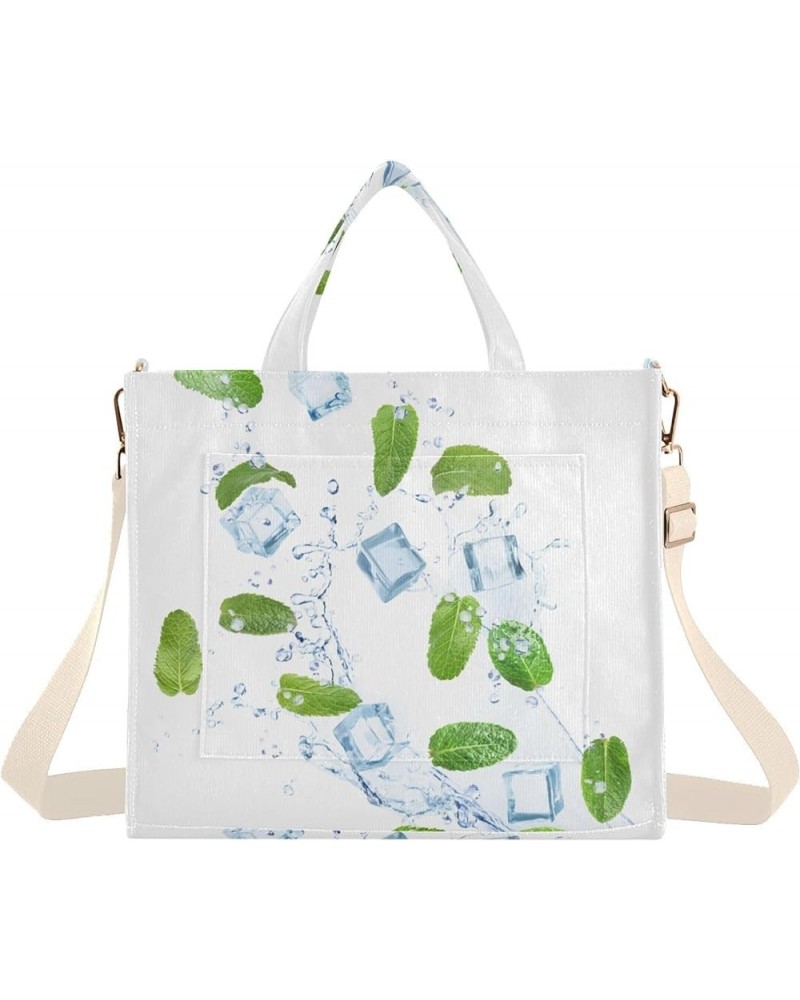 Mint Leaves and Crystal Ice Cubes Women's Tote Handbags Top Handle Satchel Shoulder Bag Crossbody Bag for Office Travel S $16...