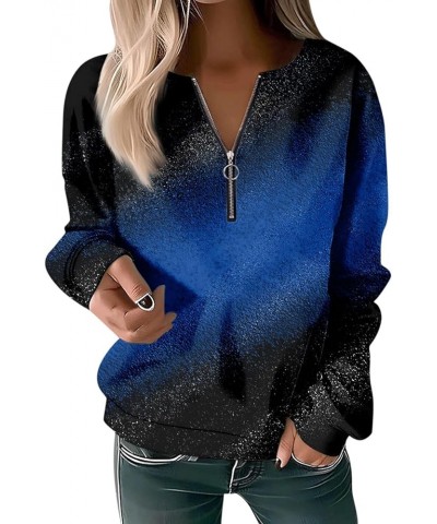 Women Half Zip Plus Size Sweatshirts Trendy Print Hoodies Fleece Quarter Zipper Casual Loose Fall Winter Pullovers 3-blue $11...