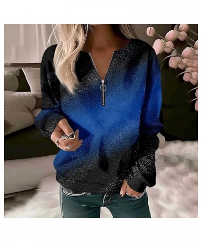 Women Half Zip Plus Size Sweatshirts Trendy Print Hoodies Fleece Quarter Zipper Casual Loose Fall Winter Pullovers 3-blue $11...