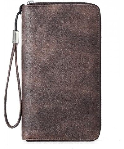 Leather Wallets for Women RFID Blocking Zip Around Credit Card Holder Phone Wristlet Clutch 2-vegan Coffee $16.40 Wallets