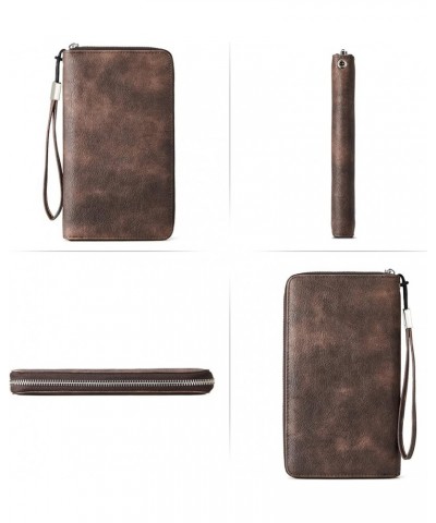 Leather Wallets for Women RFID Blocking Zip Around Credit Card Holder Phone Wristlet Clutch 2-vegan Coffee $16.40 Wallets