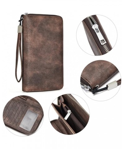 Leather Wallets for Women RFID Blocking Zip Around Credit Card Holder Phone Wristlet Clutch 2-vegan Coffee $16.40 Wallets