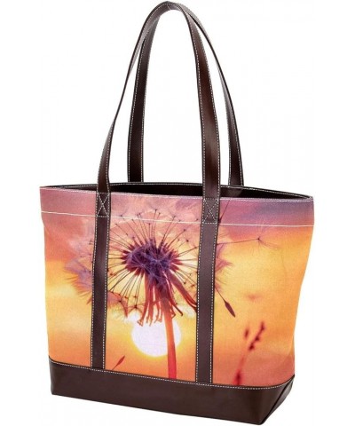 Tote Bag for Women, Large Tote Bag, Tote Bag with Zipper, Sunrise Grassland Animal Giraffe Couple, Totes for Women Design 463...