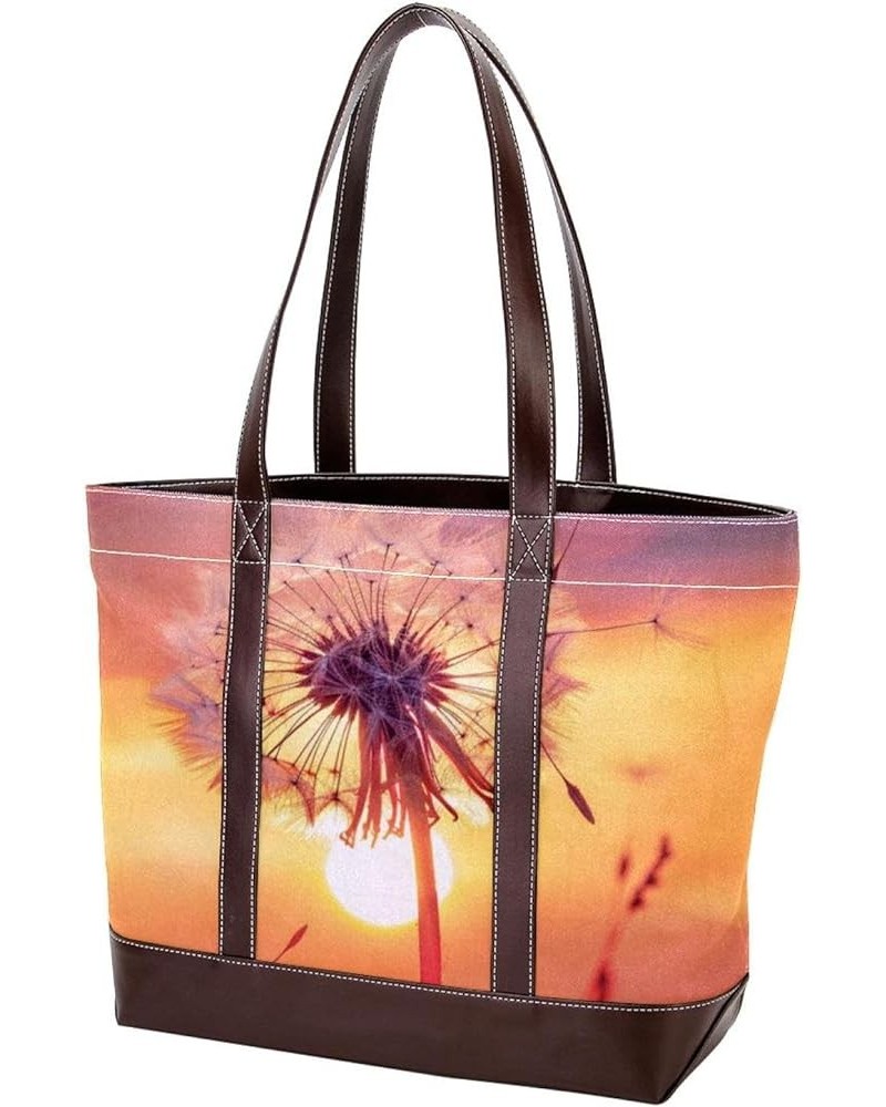 Tote Bag for Women, Large Tote Bag, Tote Bag with Zipper, Sunrise Grassland Animal Giraffe Couple, Totes for Women Design 463...