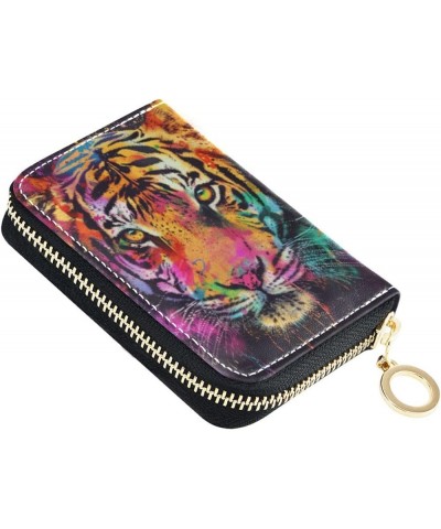 RFID Credit Card Holder Python Snake Print Leather With Zipper Card Case Wallet for Women Girls Tigers Watercolors $10.63 Wal...