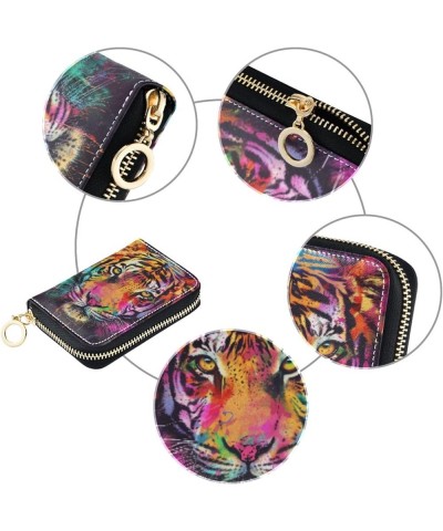 RFID Credit Card Holder Python Snake Print Leather With Zipper Card Case Wallet for Women Girls Tigers Watercolors $10.63 Wal...