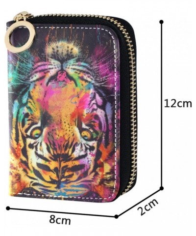 RFID Credit Card Holder Python Snake Print Leather With Zipper Card Case Wallet for Women Girls Tigers Watercolors $10.63 Wal...