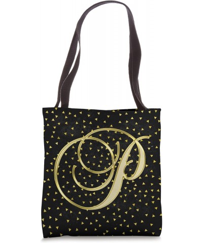 P Yellow Triangle Shape Geometry Pattern Initial Letter Name Tote Bag $9.18 Totes