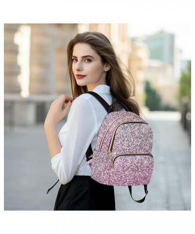 Women Backpack Glitter Dark Pink Durable Travel Backpack Lightweight Handbag Lady Purse Roomy Double Zipper Weekend Bag for E...