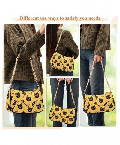 Women Chain Shoulder Purse Bag With Zipper Sunflower Cat Print, Funny Kitten Hobo Tote Clutch Handbags with Chain Strap $17.3...