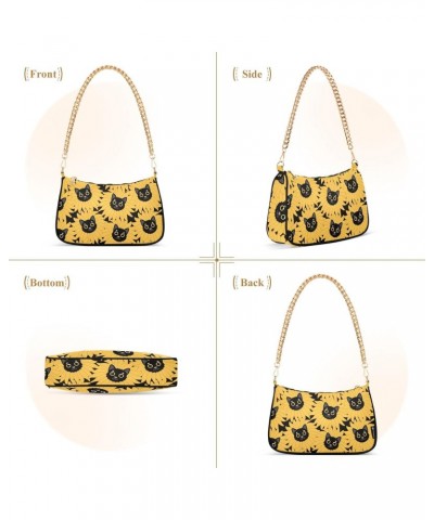 Women Chain Shoulder Purse Bag With Zipper Sunflower Cat Print, Funny Kitten Hobo Tote Clutch Handbags with Chain Strap $17.3...