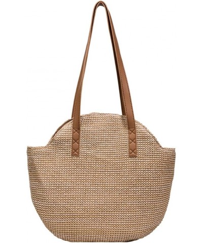 Straw Tote Bag Woven Handbag Shoulder Bag, Weave Rattan Handmade Clutch Bag Summer Beach Large Purse for Women Brown $9.23 Totes