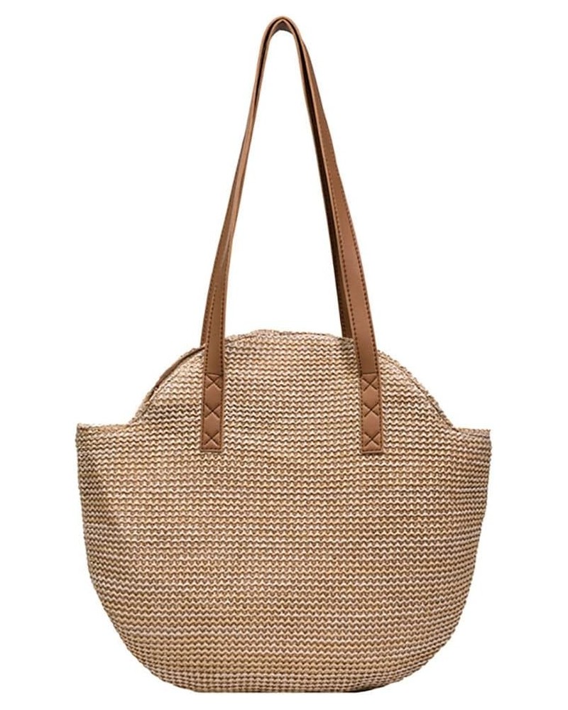 Straw Tote Bag Woven Handbag Shoulder Bag, Weave Rattan Handmade Clutch Bag Summer Beach Large Purse for Women Brown $9.23 Totes