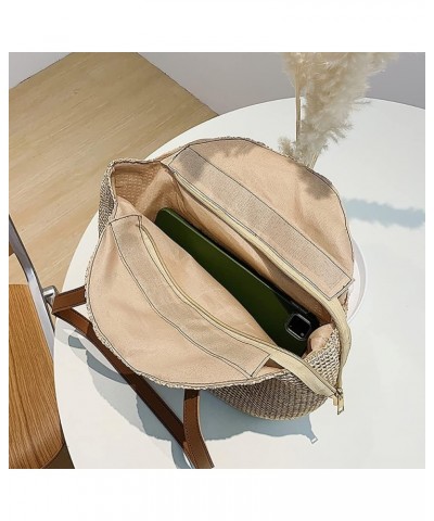 Straw Tote Bag Woven Handbag Shoulder Bag, Weave Rattan Handmade Clutch Bag Summer Beach Large Purse for Women Brown $9.23 Totes