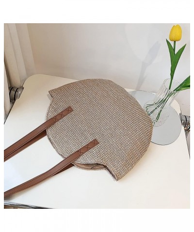 Straw Tote Bag Woven Handbag Shoulder Bag, Weave Rattan Handmade Clutch Bag Summer Beach Large Purse for Women Brown $9.23 Totes