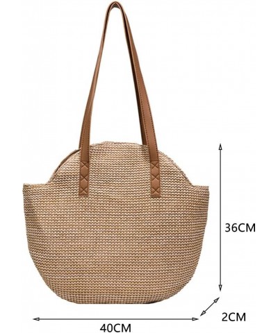 Straw Tote Bag Woven Handbag Shoulder Bag, Weave Rattan Handmade Clutch Bag Summer Beach Large Purse for Women Brown $9.23 Totes