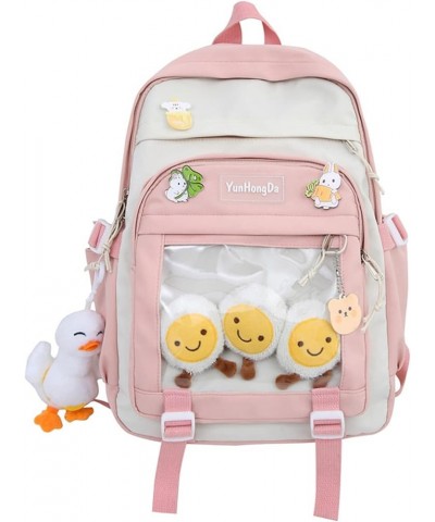 Kawaii Backpack Cute Backpack with Plush Pendant and Cute Pin Kawaii Backpack Lightweight Aesthetic Backpack Apink $30.12 Bac...