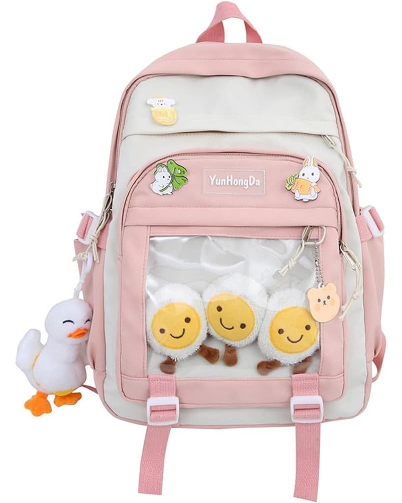 Kawaii Backpack Cute Backpack with Plush Pendant and Cute Pin Kawaii Backpack Lightweight Aesthetic Backpack Apink $30.12 Bac...