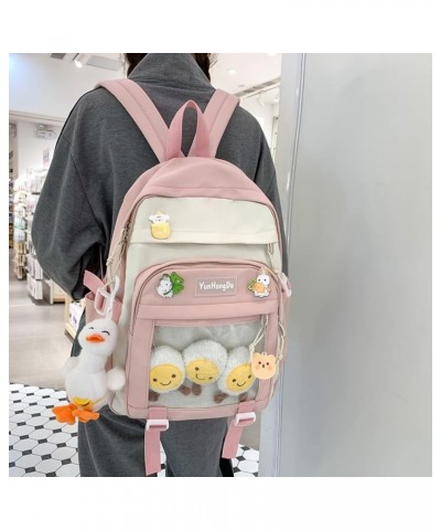 Kawaii Backpack Cute Backpack with Plush Pendant and Cute Pin Kawaii Backpack Lightweight Aesthetic Backpack Apink $30.12 Bac...