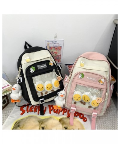 Kawaii Backpack Cute Backpack with Plush Pendant and Cute Pin Kawaii Backpack Lightweight Aesthetic Backpack Apink $30.12 Bac...