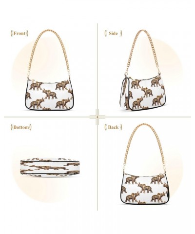 Elephant Shoulder Bag for Women Hobo Tote Handbag Gold Chain Crossbody Bag with Zipper Clutch Purse Handbags $14.83 Clutches