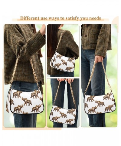 Elephant Shoulder Bag for Women Hobo Tote Handbag Gold Chain Crossbody Bag with Zipper Clutch Purse Handbags $14.83 Clutches