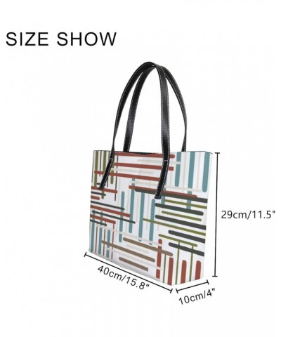 Women's Handbag,PU Leather Large Capacity Work Bag,Travel Single Shoulder Bag Abstract Geometric Art $19.32 Shoulder Bags