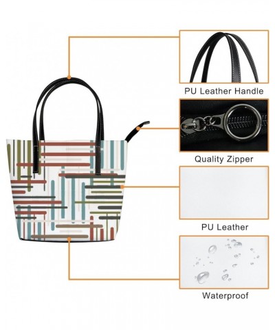 Women's Handbag,PU Leather Large Capacity Work Bag,Travel Single Shoulder Bag Abstract Geometric Art $19.32 Shoulder Bags