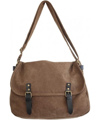 Women Canvas Messenger Bag Vintage Crossbody Bag Shoulder Bag Daily Work Bag Travel Satchel Unisex Brown $12.47 Satchels