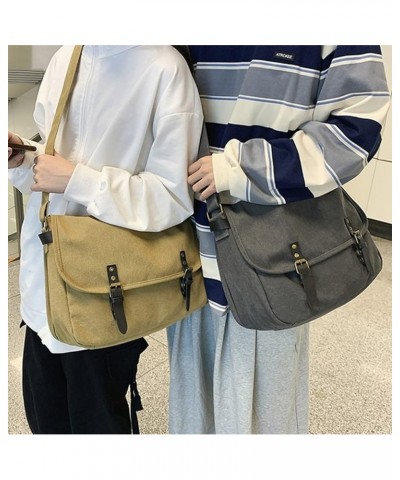 Women Canvas Messenger Bag Vintage Crossbody Bag Shoulder Bag Daily Work Bag Travel Satchel Unisex Brown $12.47 Satchels