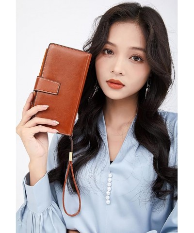 Women's RFID Blocking PU Leather Large Capacity Wallet Phone Holder Clutch Travel Purse Wristlet (Blue) Pink $30.50 Totes