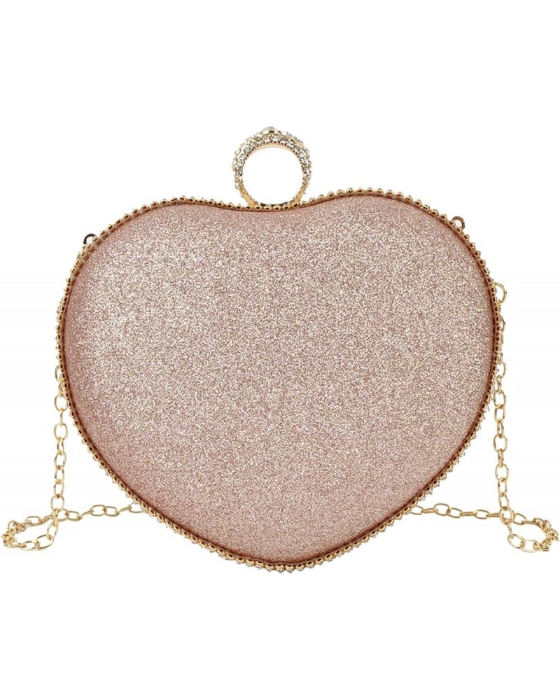 Mily Heart Shape Clutch Bag Messenger Shoulder Handbag Tote Evening Bag Purse 6977+rose Gold $16.23 Evening Bags