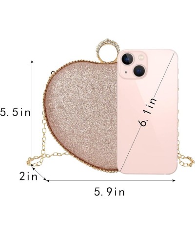 Mily Heart Shape Clutch Bag Messenger Shoulder Handbag Tote Evening Bag Purse 6977+rose Gold $16.23 Evening Bags