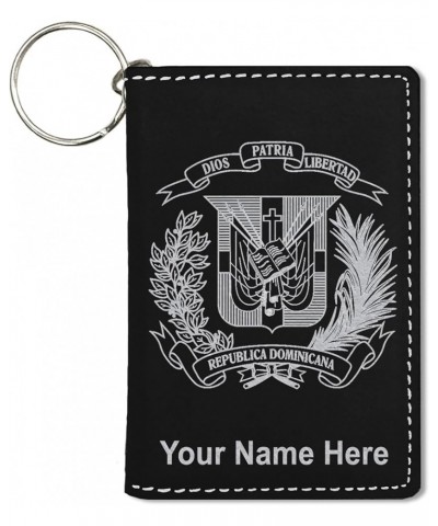 ID Holder Wallet, Coat of Arms Dominican Republic, Personalized Engraving Included (Rustic) Black with Silver $12.04 Wallets