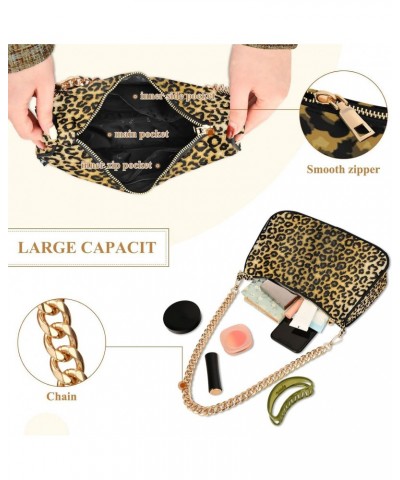 Leopard Crossbody Bag for Women Trendy Roomy Purses Shoulder Bag with Chain Strap Multi Pocket Formal Bag for Walking Vacatio...