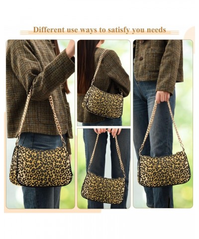 Leopard Crossbody Bag for Women Trendy Roomy Purses Shoulder Bag with Chain Strap Multi Pocket Formal Bag for Walking Vacatio...