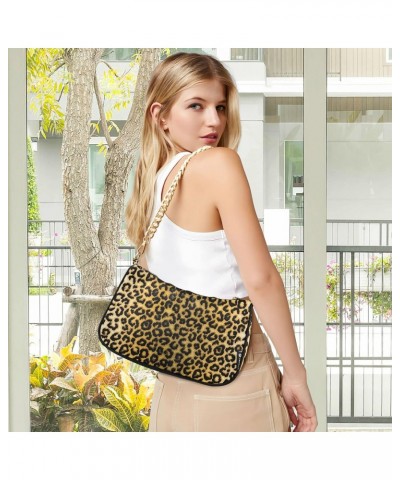 Leopard Crossbody Bag for Women Trendy Roomy Purses Shoulder Bag with Chain Strap Multi Pocket Formal Bag for Walking Vacatio...