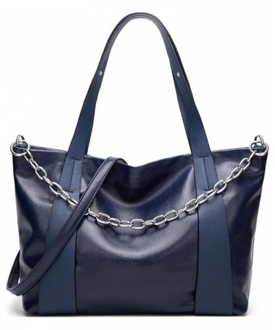 Womens Leather Purses and Handbags Chain Totes Satchel Bag PU Shoulder Bag Ladies Work Top-Handle Bag Blue $46.34 Totes