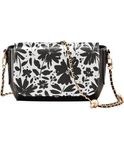 Brush Flower Sling Bags Crossbody Womens Trendy Black Handbag with Adjustable Strap Small Shoulder Purse $23.99 Crossbody Bags