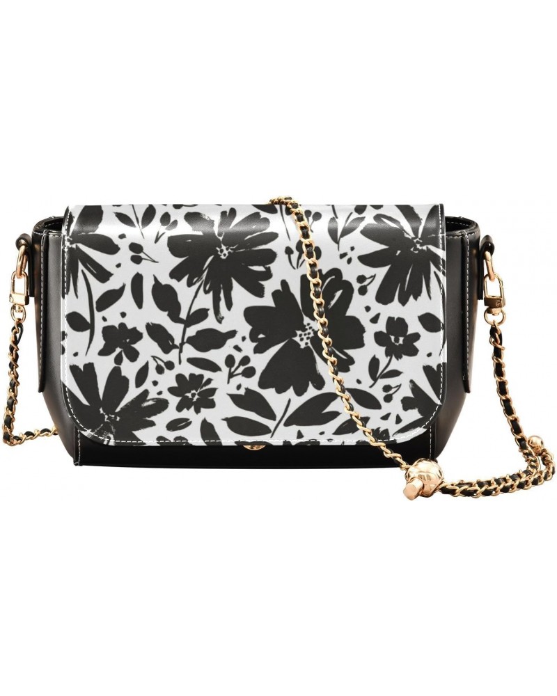 Brush Flower Sling Bags Crossbody Womens Trendy Black Handbag with Adjustable Strap Small Shoulder Purse $23.99 Crossbody Bags